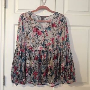 Sharon Young Boho Floral Velvet Blouse